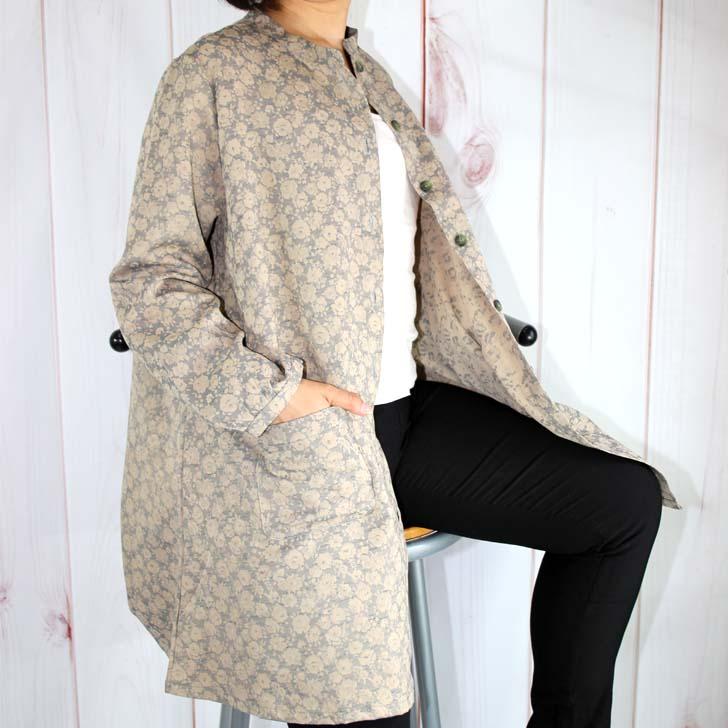 日本製 スタンドカラー ジャケット ジャカード 花柄 M-L LL 3L 4L-5L 大きいサイズ 送料無料 40代 50代 60代 70代 80代 ミセス シニア 百貨店品質 立ち襟 AJ581 | ブランド登録なし | 02