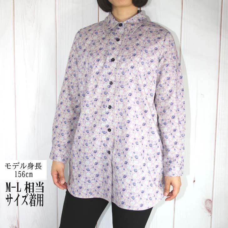日本製 綿100％ プリント ブラウス 花柄 LL 送料無料 40代 50代 60代7 0代 80代 レディース ミセス シニア 百貨店品質 楽ちん 長袖  13号 AJ598 | ブランド登録なし | 03