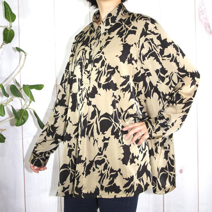 ロングブラウス 日本製 総柄 サテン プリント 比翼使い チュニック 5L 大きいサイズ 送料無料 50代 60代 70代 80代 ミセス シニア 百貨店品質 19号 AJ604 |  | 01