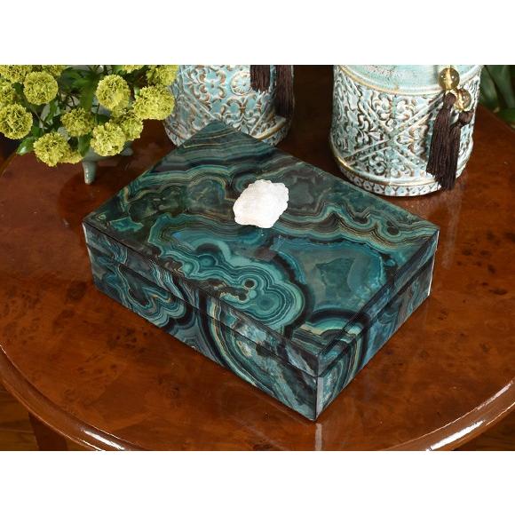 マラカイトボックス 孔雀石柄のジュエリーボックス 小物入れ 小箱 収納