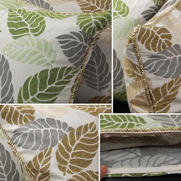 Madras Leaf　マドラスリーフ　クッションカバー　45×45　2カラー　ピローケース　おしゃれ　北欧　アンティーク　雑貨　アンティーク風　グリーン　ブラウン　 |  | 02