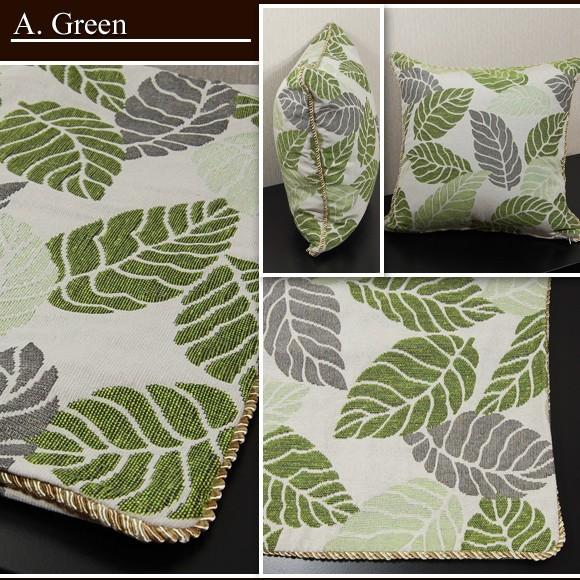 Madras Leaf　マドラスリーフ　クッションカバー　45×45　2カラー　ピローケース　おしゃれ　北欧　アンティーク　雑貨　アンティーク風　グリーン　ブラウン　 |  | 03