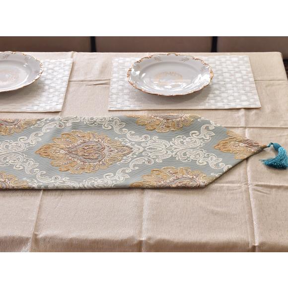 Saxe Blue Damask サックスブルーダマスク 200cm テーブルセンター ファブリック  ベッドスプレッド |  | 04