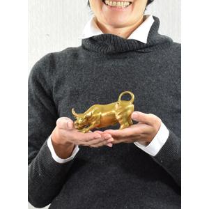 ゴールドブラス ブル 黄金色に輝く銅製の雄牛 真鍮置物 銅器 銅製