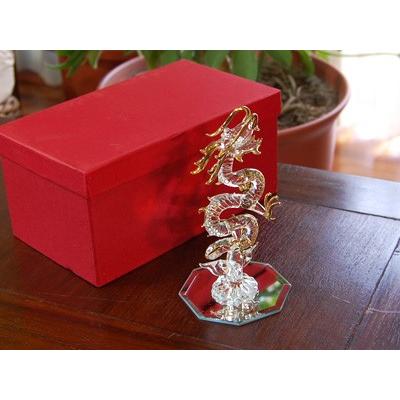 幸運をつかむ! ガラスの昇り龍 置物 ドラゴン 竜 クリアガラス 風水置物　縁起物 |  | 03
