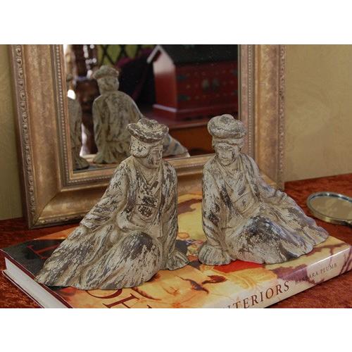 ZODAX　中華婦人像　２体で１セット　オリエンタルアンティークの人形　置物　オブジェ　アンティーク風　シャビーシック　グレー |  | 03