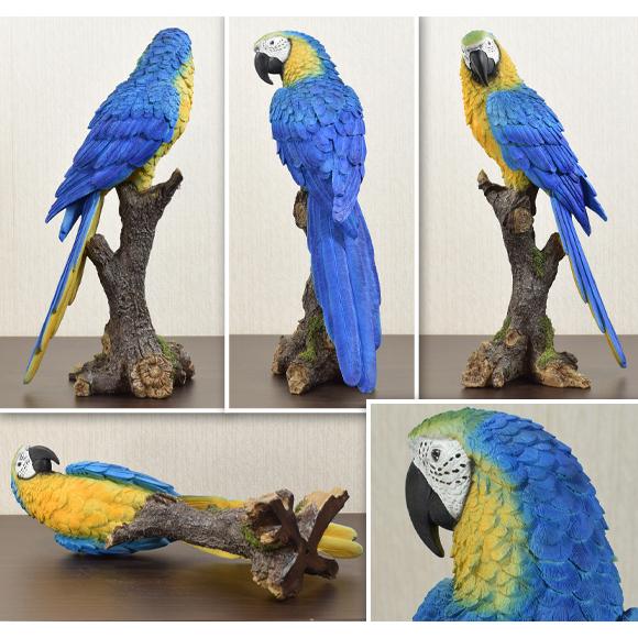 ルリコンゴウインコ 造形が美しい鳥の置物 オブジェ オウム 飾り 鳥
