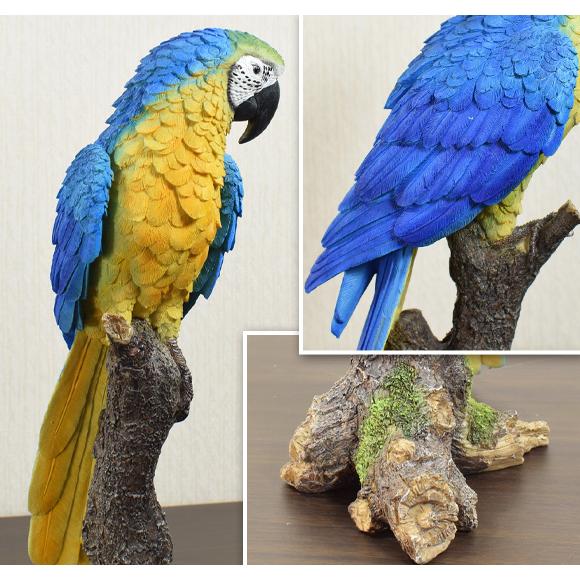 ルリコンゴウインコ 造形が美しい鳥の置物 オブジェ オウム 飾り ルリコンゴウインコ 造形が美しい鳥の置物 オブジェ オウム 飾り