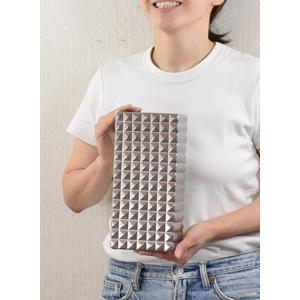 ブロックチェック シルバーフラワーベース 陶器花瓶 花器 銀 卓上 室内