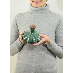 Green Polygon グリーンポリゴン 深みのある緑の花瓶 陶器製 花器 アンティークグリーン｜decorplus｜06