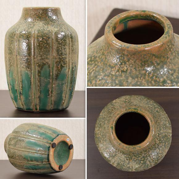 Green Wapot グリーンワポット 和の壷のような花瓶 陶器製 花器