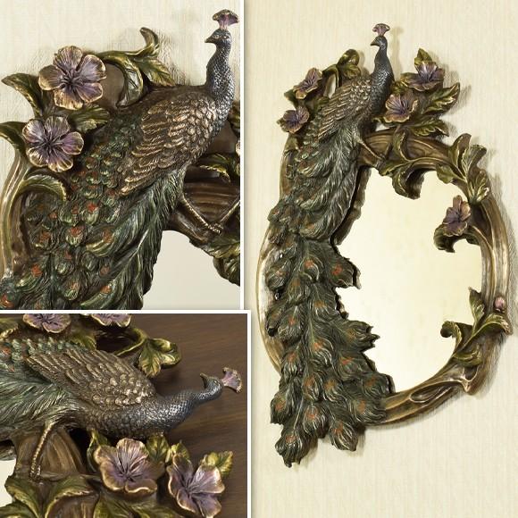 Peacock ピーコック・ウォールミラー クジャクの壁鏡 壁掛け 壁飾り ブラウン zmrs0135011DECOR Plus