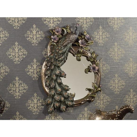 Peacock ピーコック・ウォールミラー クジャクの壁鏡 壁掛け 壁飾り ブラウン zmrs0135011DECOR Plus