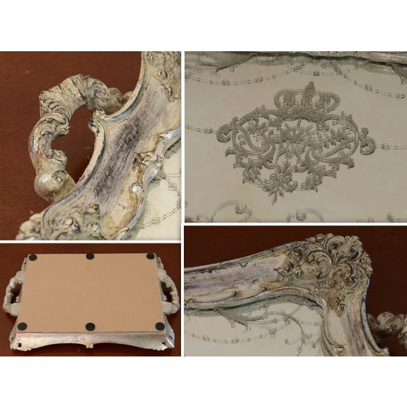 Encke　エンケ　ミラートレイ　飾りトレー　アンティーク風　鏡　プレート　シャビーシックシルバー |  | 02