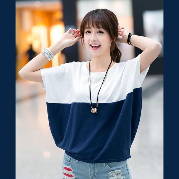 送料無料 ドルマンスリーブ 半袖 切替Tシャツ レディース 2パターン