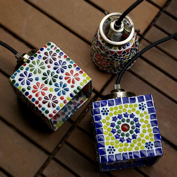 ペンダントライト 照明 （ インド製 モザイクペンダントライト