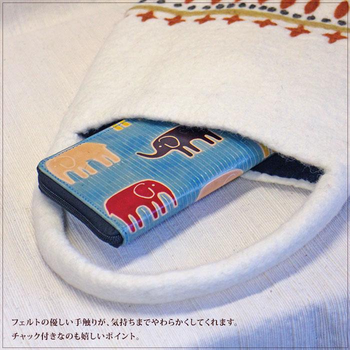 トートバッグ シサム工房 フェルトバッグ 刺繍 ネパール フェアトレード ウール100% (ラッピング対応) | シサム工房 | 02