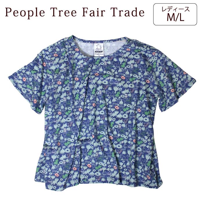 ムーミン Tシャツ レディース （PeopleTree 「ムーミン」デザイン・オーガニックコットンフレアトップ　ミィ＆フラワー　女性：M/L）（メール便可）