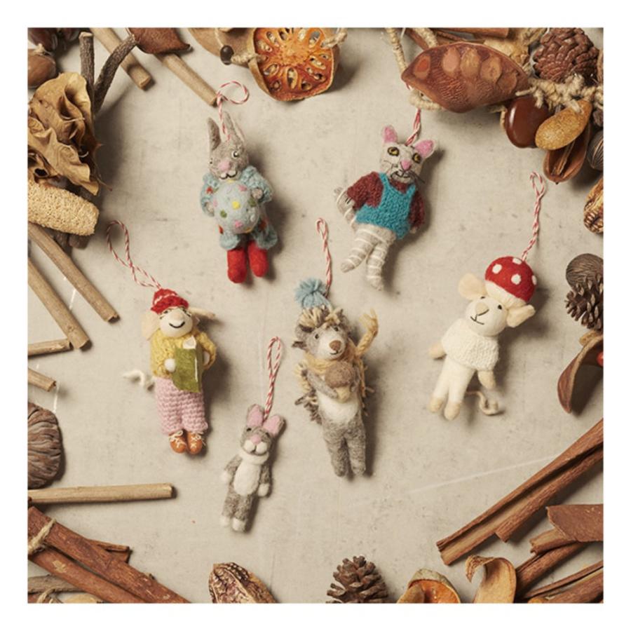 オーナメント クリスマス ハンドメイド（ネパール製・フェルトアニマル