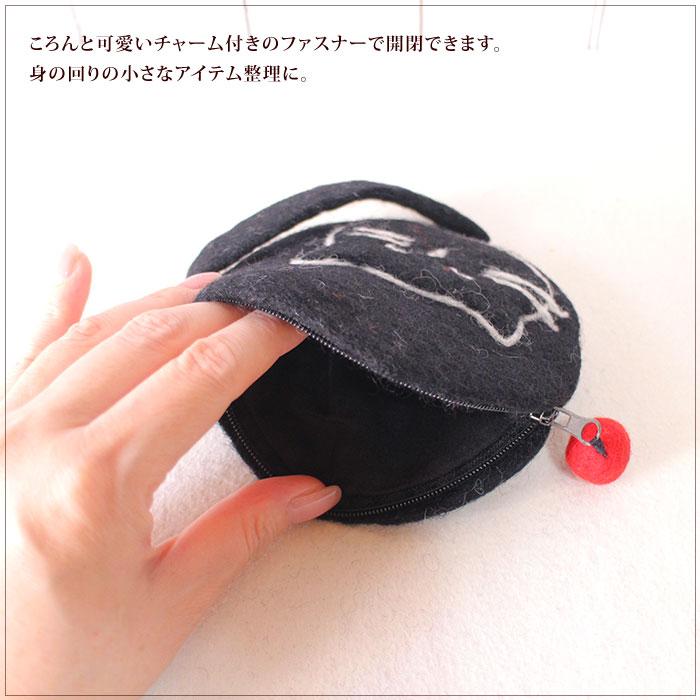 小銭入れ ポーチ アニマルフェルトパース・くま/ねこ 熊 クマ 猫 ネコ