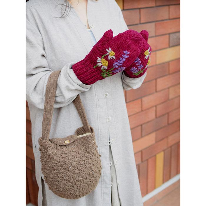 【nat.】 cepie ウールミトン パープル 紐付き Shepley Yarns PENNINE – moorit