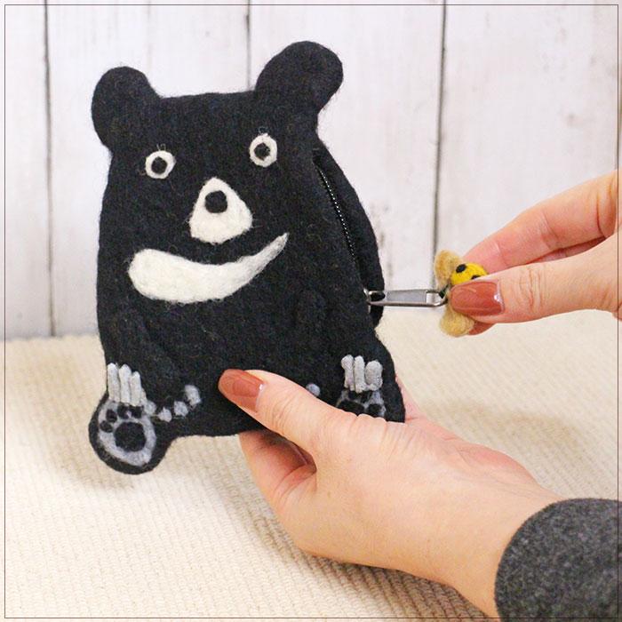 ポーチ フェルト アニマルフェルトポーチ 猫 くま メイクポーチ 動物