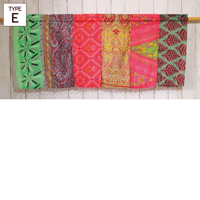 のれん カーテン キッチン（インド製・オールドサリーのカフェカーテン