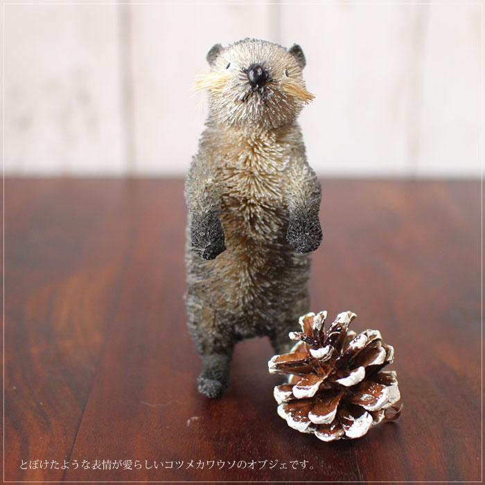 インテリア オブジェ 動物 たわしアニマル コツメカワウソ 動物雑貨