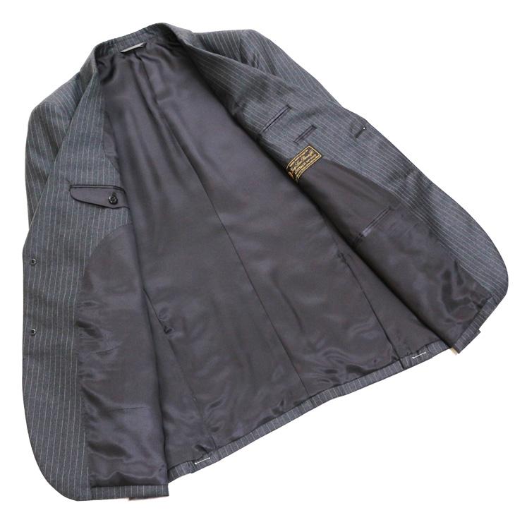 スーツ メンズ 秋冬 新品 Loro Piana ロロピアーナ Super150s 「国内オーダー工場仕立」 灰グレー杢 ストライプ 2つボタン ゆったり型 (AB体) SLTO-002 | Loro Piana | 05
