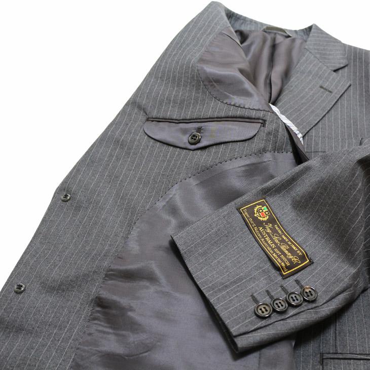 スーツ メンズ 秋冬 新品 Loro Piana ロロピアーナ Super150s 「国内オーダー工場仕立」 灰グレー杢 ストライプ 2つボタン ゆったり型 (AB体) SLTO-002 | Loro Piana | 06