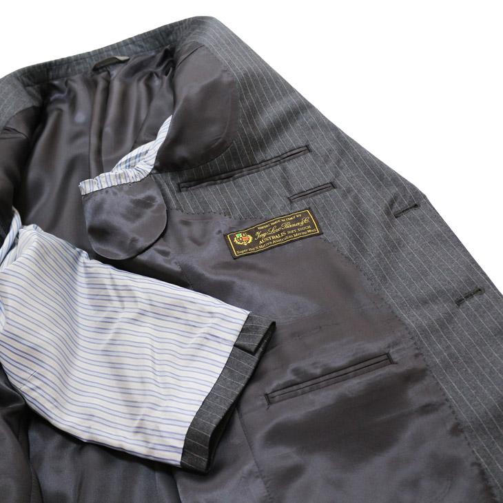 スーツ メンズ 秋冬 新品 Loro Piana ロロピアーナ Super150s 「国内オーダー工場仕立」 灰グレー杢 ストライプ 2つボタン ゆったり型 (AB体) SLTO-002 | Loro Piana | 08