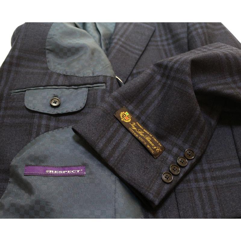 ジャケット テーラード ブレザー 秋冬 新品 ロロピアーナ Super120s 濃紺ネイビー 大柄チェック セレクト系 スリム型 2つボタン ビジネス J-TML (AB体) | Loro Piana | 10
