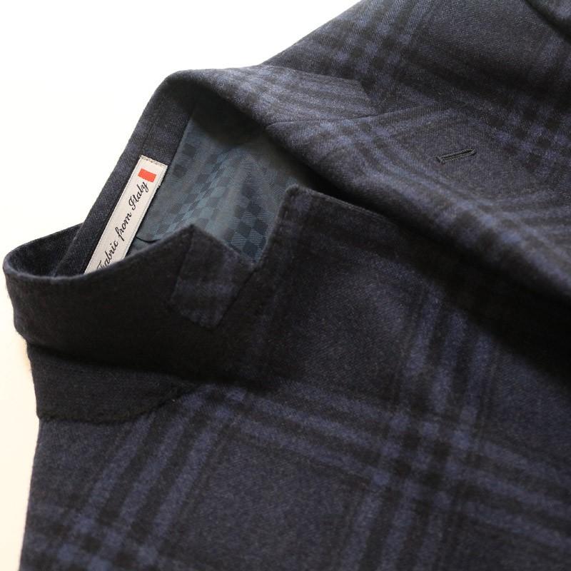 ジャケット テーラード ブレザー 秋冬 新品 ロロピアーナ Super120s 濃紺ネイビー 大柄チェック セレクト系 スリム型 2つボタン ビジネス J-TML (AB体) | Loro Piana | 12