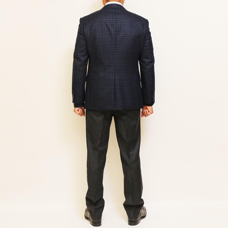 ジャケット テーラード ブレザー 秋冬 新品 ロロピアーナ Super120s 濃紺ネイビー 大柄チェック セレクト系 スリム型 2つボタン ビジネス J-TML (AB体) | Loro Piana | 06