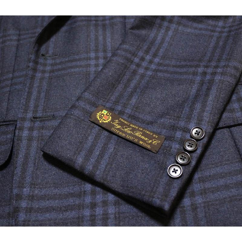 ジャケット テーラード ブレザー 秋冬 新品 ロロピアーナ Super120s 濃紺ネイビー 大柄チェック セレクト系 スリム型 2つボタン ビジネス J-TML (AB体) | Loro Piana | 08