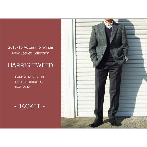 2015-16秋冬モデル 新品 ハリスツイード Harris Tweed 霜降り調グレー杢 ２ボタン ジャケット (AB/BB体) NT01-2B｜decte