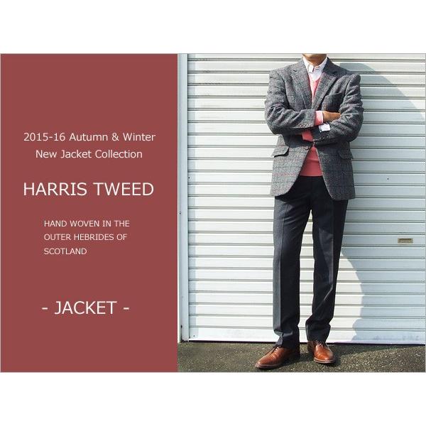 2015-16秋冬モデル 新品 ハリスツイード Harris Tweed グレー灰タッターソール ２ボタン ジャケット (A体) NT01-2B｜decte