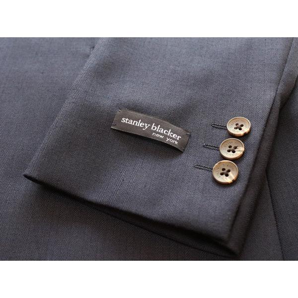 スーツ メンズ 秋冬新品 スタンリーブラッカー 濃紺ネイビー杢 ヘリンボーン ３ボタン段返り 3ピース ビジネススーツ (A/AB体) SB01-31B やや細め |  | 12