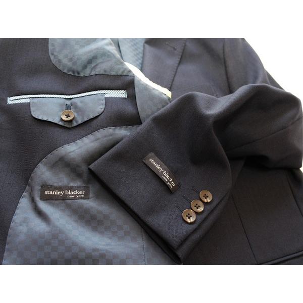 スーツ メンズ 秋冬新品 スタンリーブラッカー 濃紺ネイビー杢 ヘリンボーン ３ボタン段返り 3ピース ビジネススーツ (A/AB体) SB01-31B やや細め |  | 05