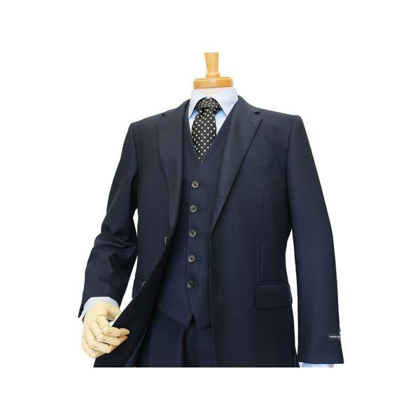 スーツ メンズ 秋冬新品 スタンリーブラッカー 濃紺ネイビー杢 ヘリンボーン ３ボタン段返り 3ピース ビジネススーツ (A/AB体) SB01-31B やや細め |  | 07