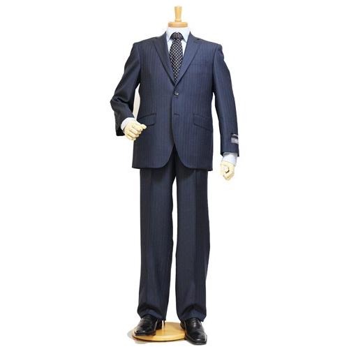 日本製 2016-17秋冬モデル 新品 REDA レダ Super110s デニム風ネイビーグレー杢オルタネイト14mmストライプ 2ボタンスーツ (AB体) J07-2B 「やや細」 |  | 01