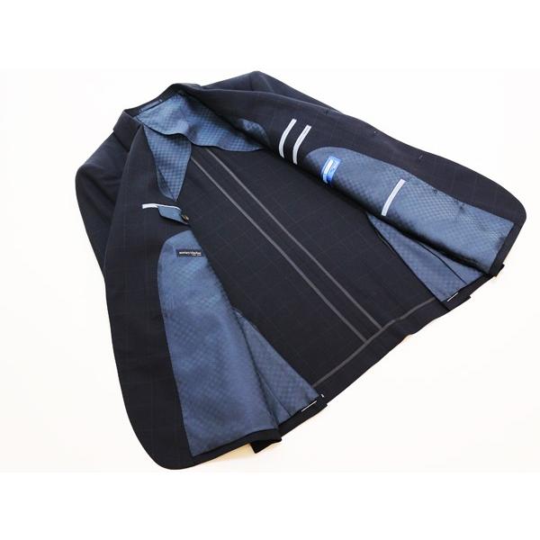 2017春夏新作モデル スタンリーブラッカー 濃紺ネイビー 窓枠柄ウインドペン インビスタ社 クールマックス使用 ３ボタン段返りスーツ (A/AB体) SB01 |  | 02