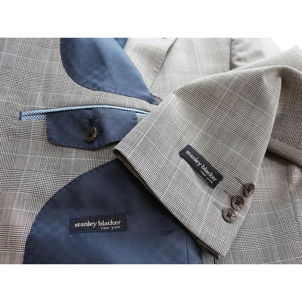 2017春夏新作モデル スタンリーブラッカー ライトグレー淡灰グレンチェック インビスタ社 クールマックス使用 ３ボタン段返りスーツ (A体) SB01 |  | 05