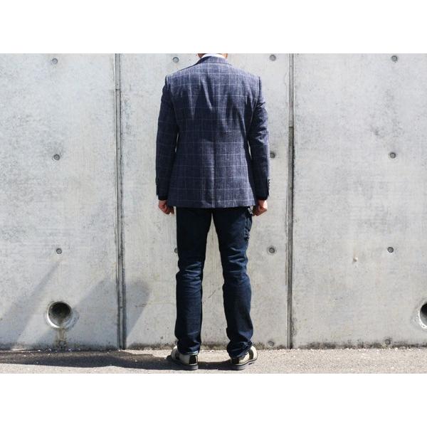 2017 春夏新作 renoma レノマ paris パリス ICHITEKI ハイブリッド生地 デニムブルー杢 ウインドペン 2ボタン ジャケット (AB/BB体) やや細め | renoma | 02