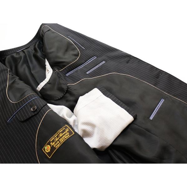 スーツ メンズ 2017-18 秋冬 新品 ロロピアーナ Super130s 黒ブラック 7mmストライプ 2つボタン ビジネススーツ (AB体) NT01-2B ゆったり型 | Loro Piana | 04