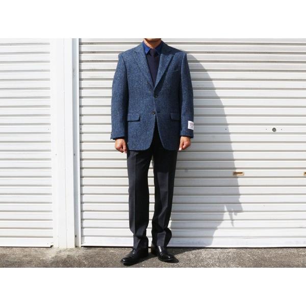ジャケット テーラード ブレザー ハリスツイード 2017-18 秋冬 新品 英国  Harris Tweed ブルーグレー杢 デニム調 ヘリンボーン杉綾織  (AB/BB体) NT01-2B | Harriss | 01