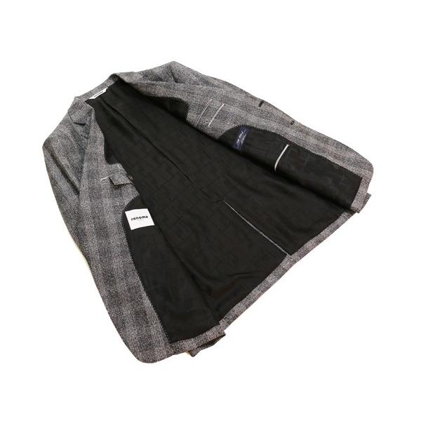 2017-18秋冬モデル renoma レノマ paris パリス 絹シルク25％混紡 グレー杢 グレンチェック 風 格子柄 2ボタンジャケット (AB/BB体) | renoma | 04