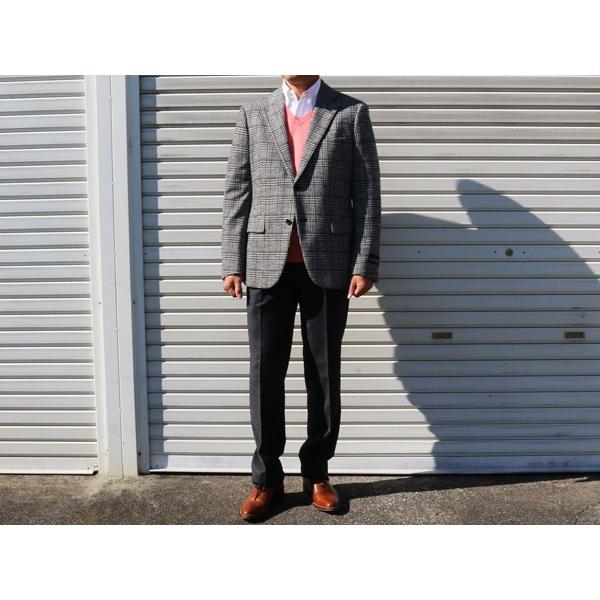 2017-18 秋冬新作 アランドロン ２色グレンチェック風 ウール生地に見えるジャージ素材 ２ボタンジャケット (AB/BB体) やや細め | アラン・ドロン | 01