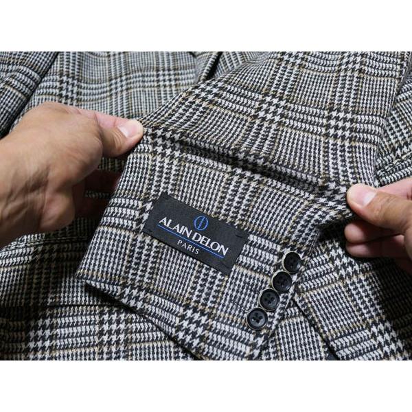 2017-18 秋冬新作 アランドロン ２色グレンチェック風 ウール生地に見えるジャージ素材 ２ボタンジャケット (AB/BB体) やや細め | アラン・ドロン | 03