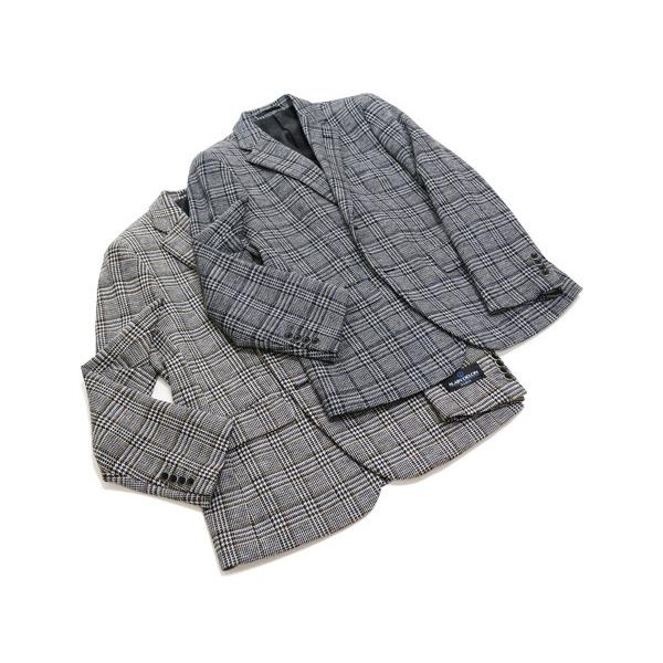 2017-18 秋冬新作 アランドロン ２色グレンチェック風 ウール生地に見えるジャージ素材 ２ボタンジャケット (AB/BB体) やや細め | アラン・ドロン | 04